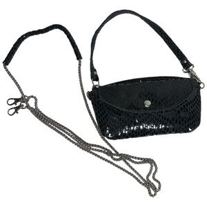 Sorial New York Black Snakeskin Snap Pocket Mini Wristlet Shoulder Crossbody Bag
